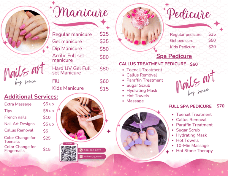Copia de Flyer Aplicación de Uñas Acuarela Rosa